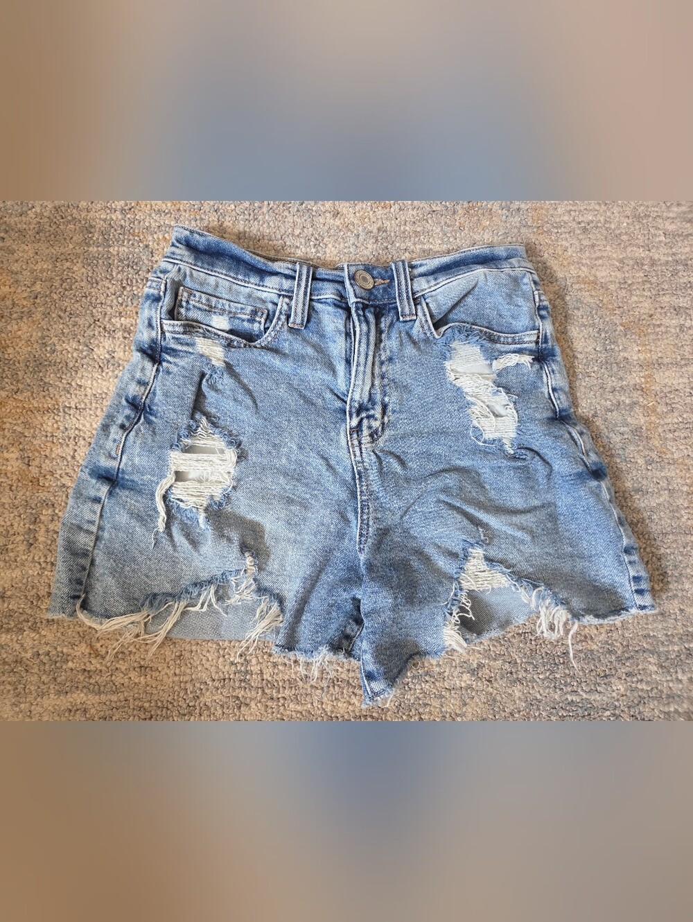 SO Light Blue Distressed Denim Jean Shorts